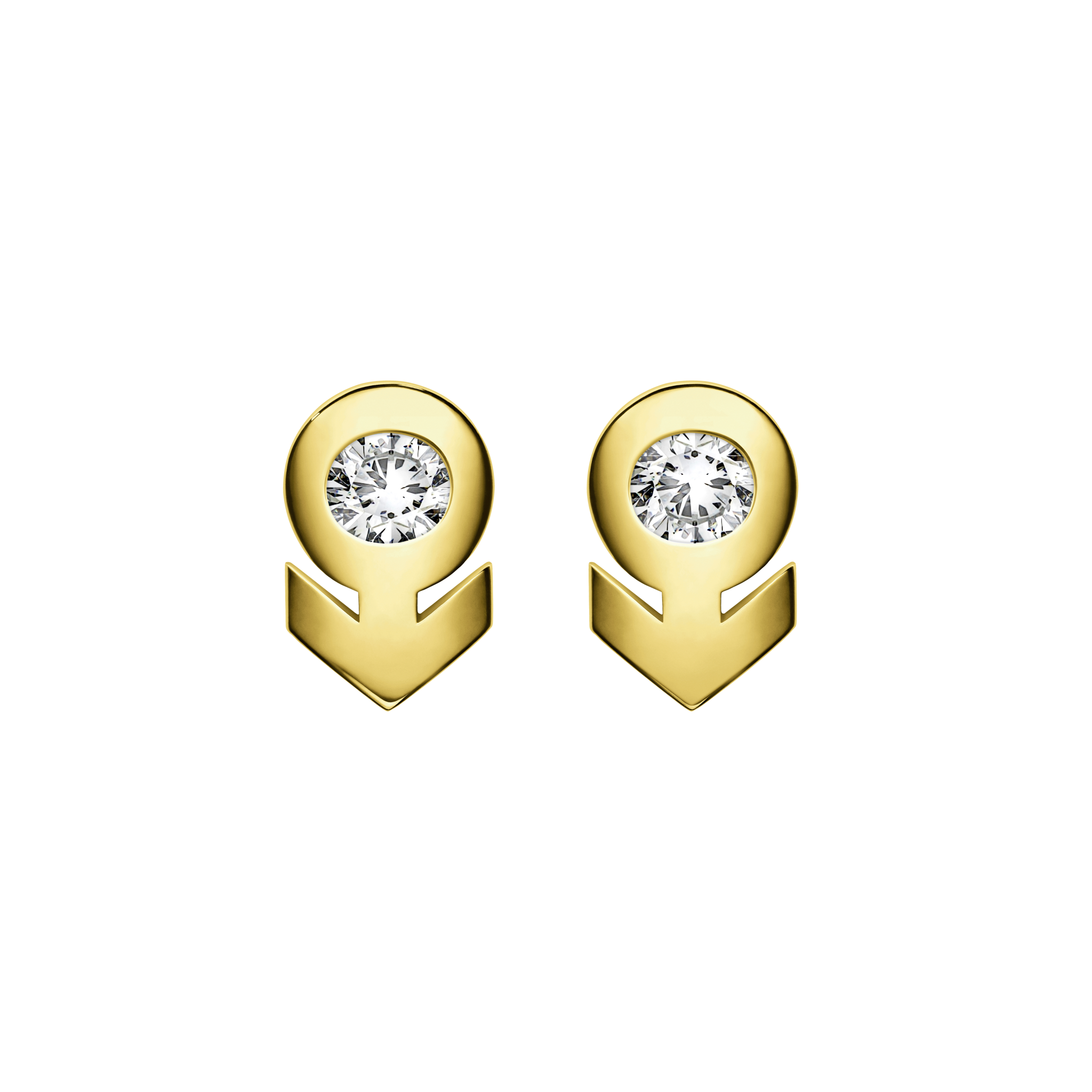 A detail of ♂Studs Earring with Stone in Yellow Gold